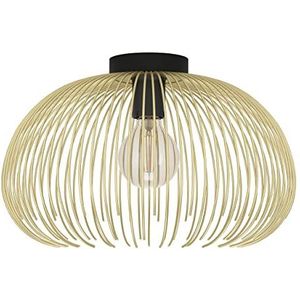 EGLO Venezuela Plafondlamp, elegante plafondlamp met goudkleurige metalen draadkap, verlichting voor woonkamer en hal, metaal zwart en goud, E27 fitting