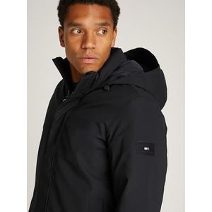 Tommy Hilfiger Tech gewatteerde parka winterjas voor heren, Zwart