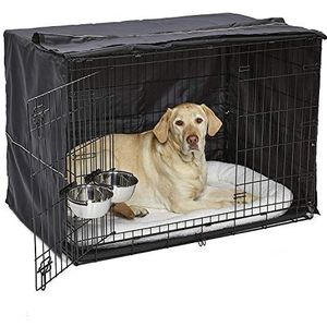 iCrate 106,7 cm hondenbench starterset, ideaal voor grote hondenrassen (gewicht tussen 32,2 en 40,8 kg) Inclusief hondenkooi, huisdierbed, 2 voerbakken