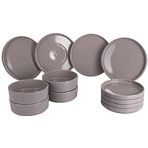 Gourmet Grey bordenset van aardewerk, 4 tafelplaatsen, 12-delig