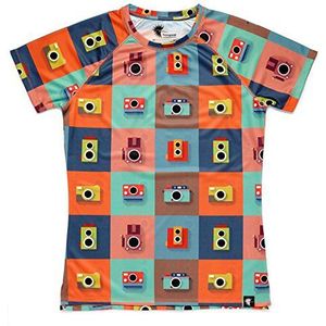 Hoopoe Grappig loopshirt voor kinderen, meisjes, korte mouwen, gymnastiek, kleurcamera's, Meerkleurig