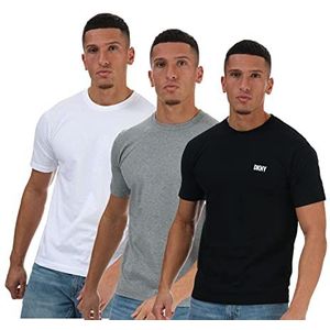 DKNY T-shirt voor heren, zwart/wit/grijs gemêleerd.