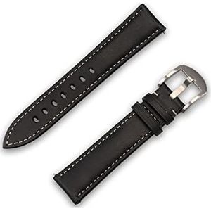 JT Berlin Charlie Bracelet de rechange en cuir et acier inoxydable pour Samsung Galaxy Watch/Amazfit/Garmin Forerunner 20 mm Noir/argenté