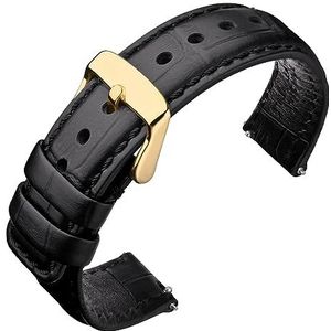 ANNEFIT Horlogebandje van rundleer, snelsluiting, 18 mm, 20 mm, 22 mm, 24 mm, reservearmband van rundleer, alligatornerf, Leer, Geen edelsteen
