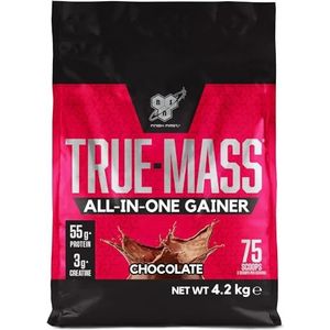 BSN True Mass All In One Gainer, Whey Proteïne Poeder voor Massa Opname Met Creatine, Glutamine, Vitamine D en Zink, Chocolate Smaak, 25 Servies, 4,2 kg