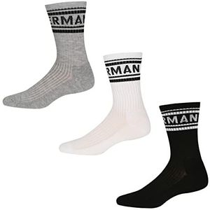 Ben Sherman Set van 3 paar dikke sportsokken voor heren in zwart/wit/grijs met kleurenprint, maat 40/45, zwart/wit/grijs, één maat, Zwart/Wit/Grijs