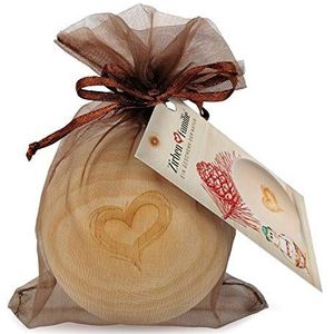 Zirben Familie - Bekend van de vakhandel en de hotelindustrie • Kogel van grenen • Geufde houten bal met hartgravure • Kogel van grenenhout