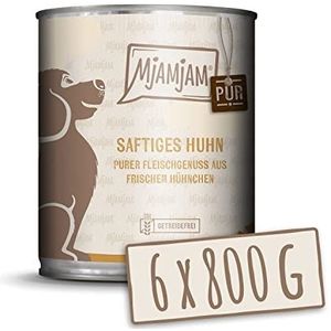 MjAMjAM - Hoogwaardig natvoer voor honden - pure sappige kip 800 g, 6 stuks (6 x 800 g), natuurlijk met veel vlees