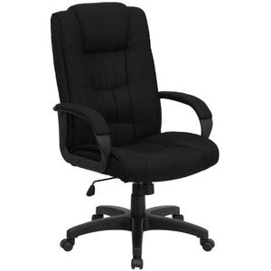 Flash Furniture Bureaustoel met hoge rugleuning, met armleuningen, metaal, zwarte stof, 78,74 x 64,77 x 38,1 cm