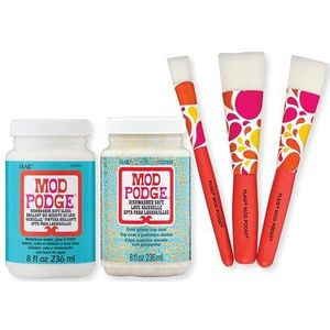 Mod Podge, vaatwasmachinebestendige snijset, bevat 3 borstels met zachte borstelharen, perfect voor kunst- en knutselprojecten, gesorteerd