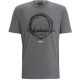BOSS Uniseks T-shirt van katoenen jersey met groot logo, Medium Grey36