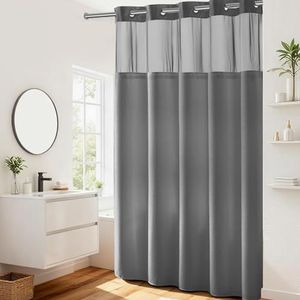 Douchegordijnringen, 12 stuks, in Transparant, 46 x 29 mm binnen, voor douchegordijnstangen, ringen voor douchegordijn, douchehaak C-ring badkamer