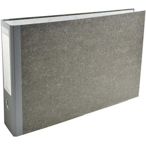 Exacompta - ref. 53810E - karton met 4 ordners grijs gemarmerd papier A3 horizontaal - rugbreedte 80 mm - mechaniek 80 mm - buitenafmetingen: 32x48 cm - kleur: grijs-rug grijs