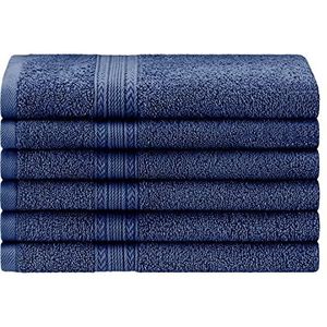 Superior 6 stuks eco-handdoeken van katoen, marineblauw, 40,6 x 76,2 cm