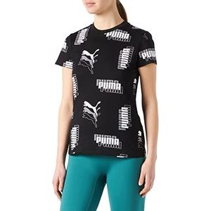 PUMA Power AOP T-shirt voor dames, Puma - Zwart