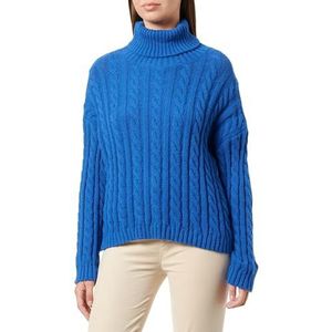 myMo Women's Femme Tricot Texturé Col Roulé Acrylique Bleu ROI Taille XS/S Pull Sweater, bleu roi, XS