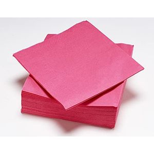 Tafelwaren servetten 50 katoenen servetten 33 x 33 cm 2-laags FSC, cellulose, fuchsia roze, 33 cm x 33 cm