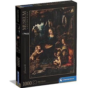 Clementoni 39767 Museum Collection Leonardo, De Maagd van de Rotsblokken puzzel 1000 stukjes voor volwassenen, gemaakt in Italië