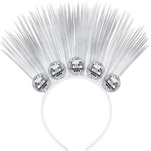 amscan Disco Ball Haarband, 25,4 cm x 33 cm, zilverkleurig