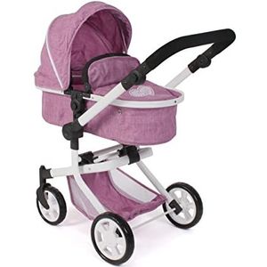 Bayer Chic 2000 - poppenwagen Mika 2 in 1 combi-kinderwagen voor kinderen van 4 tot 8 jaar, jeans roze, 595-62, 73 x 41 x 82 cm