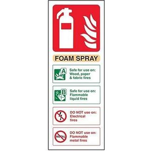 VSafety schuimplaat met opschrift ""Spray Id Not Electrical Safe"", staand formaat, 100 mm x 280 mm, hard plastic, 2 mm