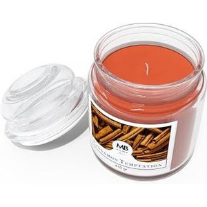 MB Home Basic kaars met glazen pot, Cinnamon Temptation 410 GSM