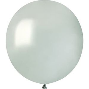 Envelop met 25 parelmoer ballonnen van hoogwaardig natuurlijk latex G150 (Ø 48 cm / 19 inch) parelzilver
