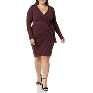 Amazon Essentials Robe portefeuille classique à manches longues pour femme (disponible en grande taille), bordeaux, taille XS