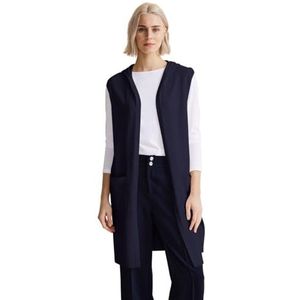 Street One A253731 Dames gebreid vest met capuchon, Donkerblauw