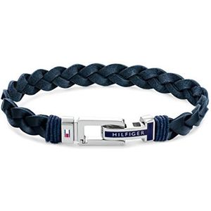 Tommy Hilfiger Sieraden Heren Leren Armband Blauw - 2790308, Eén maat, Leer, agaat