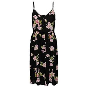 Pieces Pctala Slip Dress Noos BC damesjurk, zwart, motief: grote bloem, XS, zwart / patroon: grote bloem