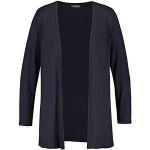 Samoon Damesjas met lange mouwen, open jas, effen, grote maten, Navy Blauw