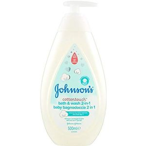 JOHNSON'S Baby, Cottontouch 2-in-1 douchebad voor kinderen en pasgeborenen, met echt katoen, zonder alcohol- en zeepsulfaatkleurstoffen, meer tranen, 500 ml