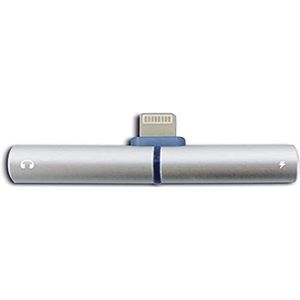 Metronic 474120 Kaorka - 2-in-1 adapter voor Apple iPhone (Lightning naar 3,5 mm jack) zilver