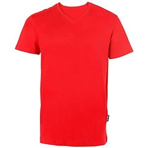 HRM Luxe T-shirt met V-hals voor heren, hoogwaardig T-shirt, V-hals, 100% biologisch katoen, wasbaar tot 60 °C, hoogwaardige en duurzame mannen, rood, 4XL, Rood