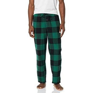 Amazon Essentials Flanellen pyjamabroek voor heren (verkrijgbaar in grote maten), buffelruit, zwart en groen, maat M