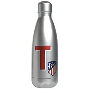 Atletico de Madrid waterfles van roestvrij staal, luchtdicht, letter T rood, 550 ml, metallic, officieel product (CyP Brands)