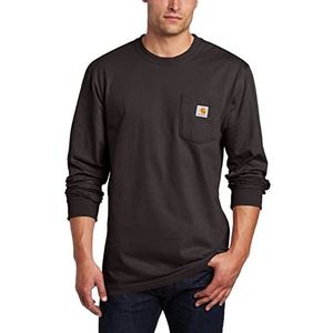 Carhartt Carhartt dik T-shirt met lange mouwen en zak, losse pasvorm, werk-T-shirt voor heren, 1 stuk, zwart.