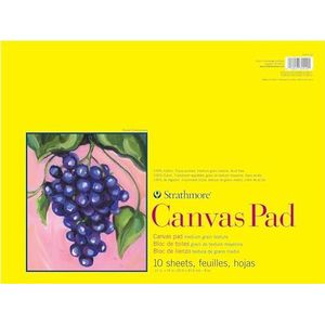 Strathmore Serie 300 10 vellen canvas, 30,5 x 40,6 cm, drievoudige primer, canvas van 100% katoen, acrylverf en olieverf, wit