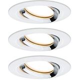 Paulmann Nova Plus 3-delige set LED inbouwspots rond draaibaar 3x6.8W IP65 dimbaar wit mat chroom spot aluminium 2700K 93686