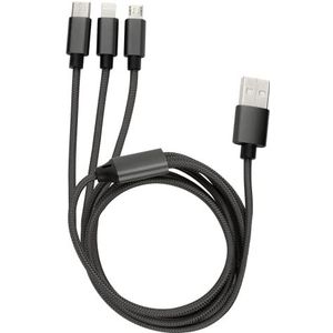 REV Datakabel en oplaadkabel USB-A naar USB-C, micro USB en Lightning, lengte 100 cm, 5 V DC, 2,4 A, antraciet