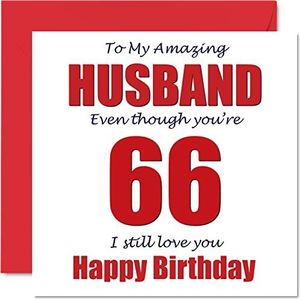 Grappige verjaardagskaart voor echtgenoot – 66 jaar – ""I Still Love You"", verjaardagskaart voor echtgenoot, cadeau voor Sixant Sixth Hubby Banner – 145 mm x 145 mm