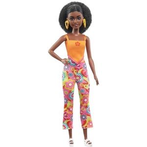 Barbie Fashionistas, zwart krullend haar en klein figuur, kleding en accessoires in Y2K-stijl, speelgoed voor kinderen, vanaf 3 jaar, HPF74