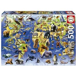 Educa - Bedreigde diersoorten | 500 stukjes puzzel voor volwassenen. Afmetingen: 48 x 34 cm. Inclusief Fix Puzzel Staart. Vanaf 11 jaar (19908)