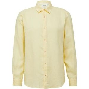 s.Oliver Coupe droite : chemise à manches longues en lin, jaune clair, L