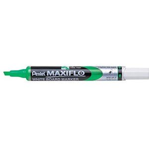 Pentel Maxiflo whiteboard-marker, droog afwisbaar, medium wigpunt, groene vloeibare inkt, 12 stuks