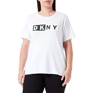 DKNY SPORT T-shirt met split voor dames, Wit.