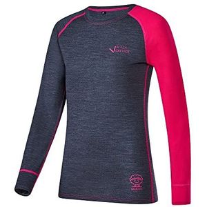 Black Crevice Merinowol dames T-shirt met lange mouwen, antraciet/roze, 40, antraciet/roze.