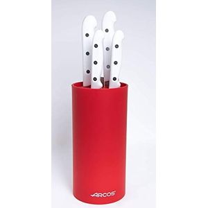 Arcos Series Artika Messenblok met messen, 4-delig, nitrum, roestvrij staal, handvat, wit, messenblok, universeel, rood