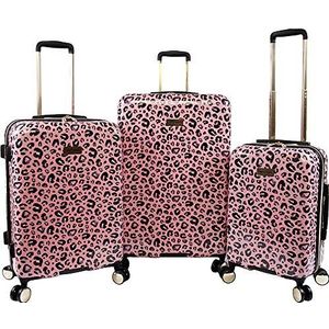 Juicy Couture Jane hardcase koffer met draaischarnier, 3 stuks, roze/luipaardpatroon, One Size, Jane hardshell case/trolley, 3-delig